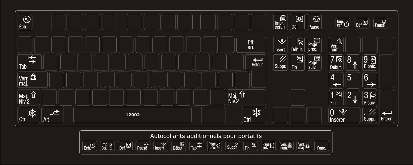 Autocollants clavier Windows Fonctions français 12002