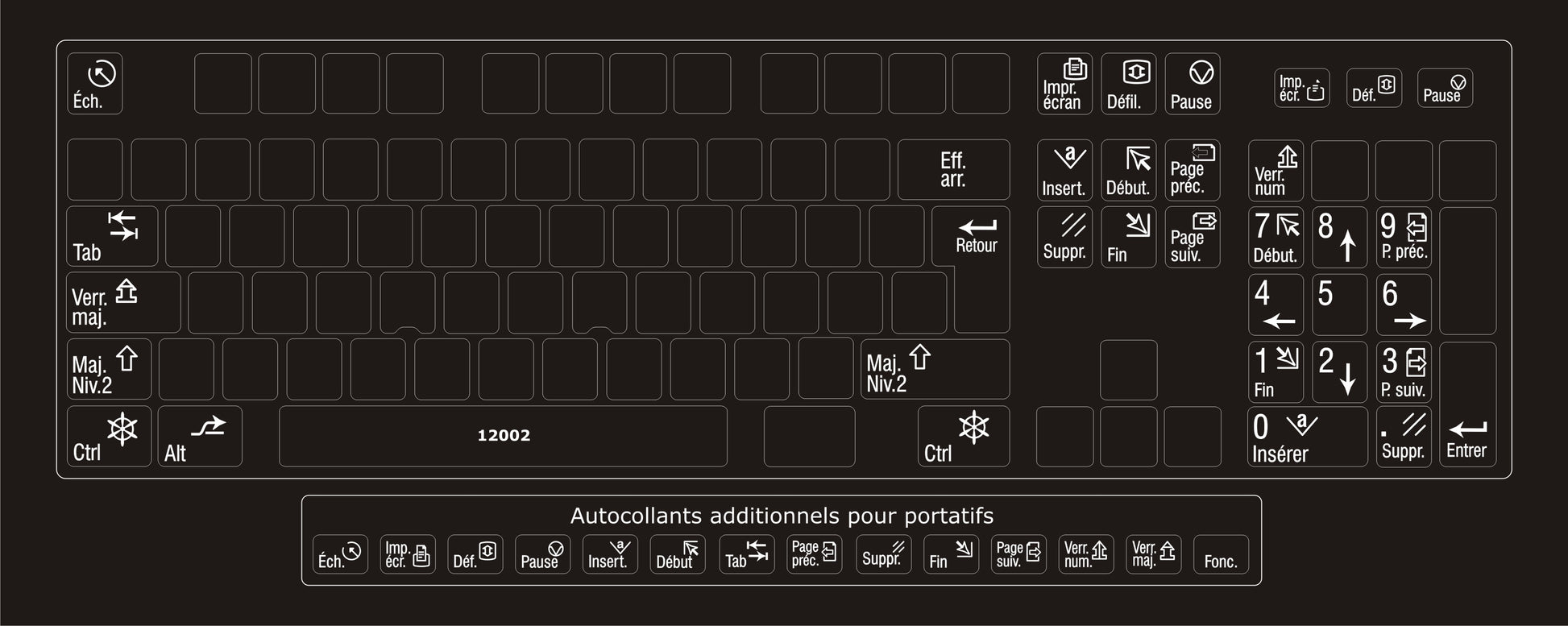 Autocollants clavier Windows Fonctions français 12002