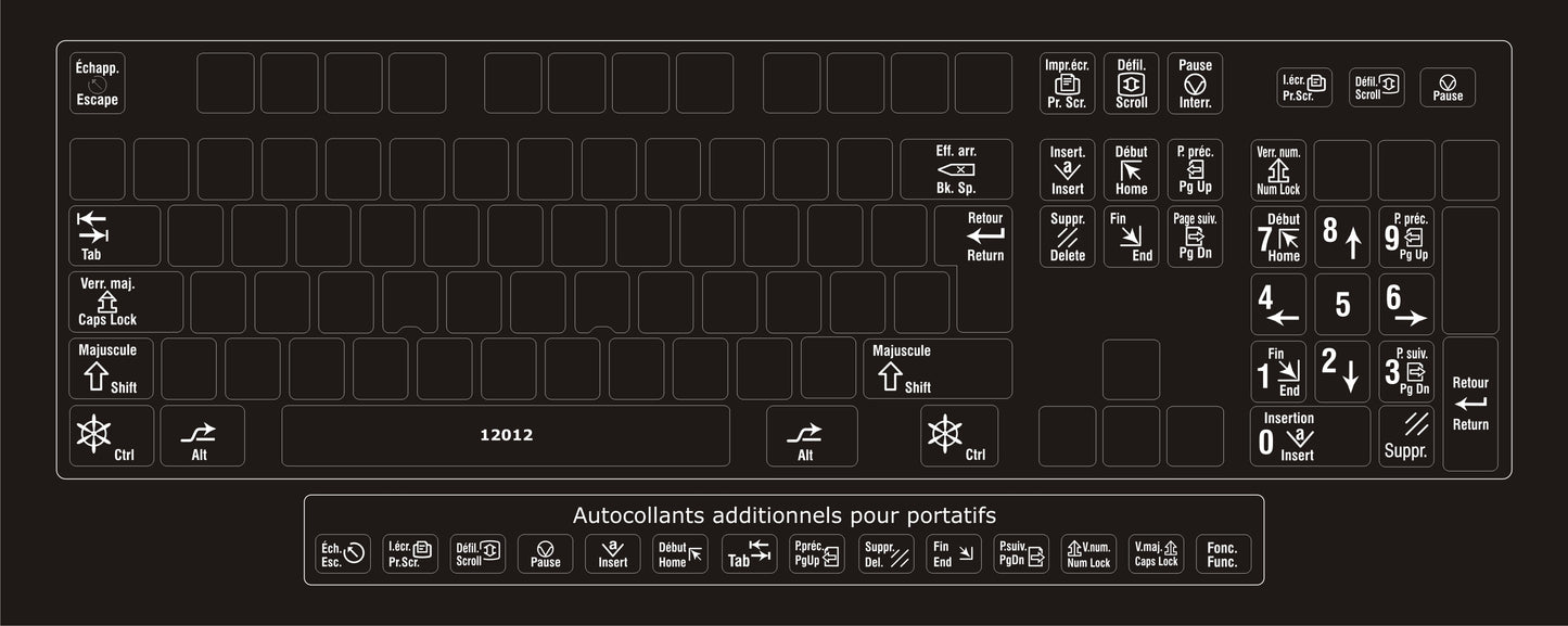 Autocollants clavier Windows français (Belgique) fonctions bilingues 01012