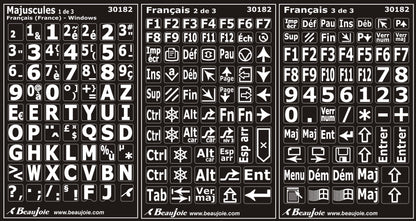 Autocollants lettres majuscules clavier Windows français (France) 30182