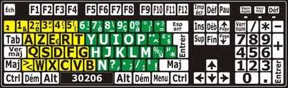Autocollants clavier divisé rangées (majuscules) 30206