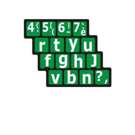 Keyboard stickers for French (France) Windows keyboard: White on Green (Lowercase) - 30212