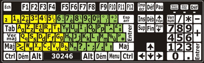 Autocollants clavier divisé gauche/droite (minuscule et majuscules)  30246