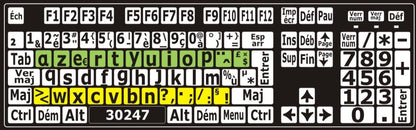 Autocollants clavier divisé rangées (minuscules) 30247