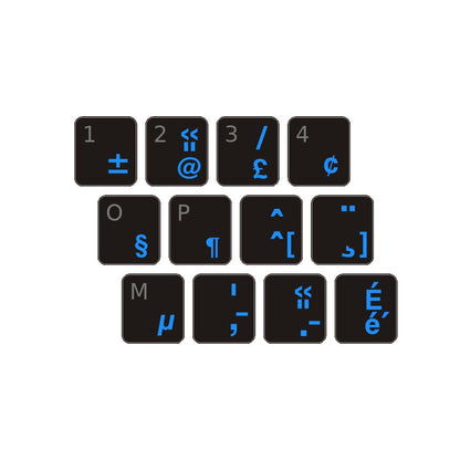 Aperçu des autocollants transparents à lettres bleues pour clavier français (Canada) - 00027