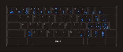 Clavier avec autocollants transparents à lettres bleues français (Canada) installés
