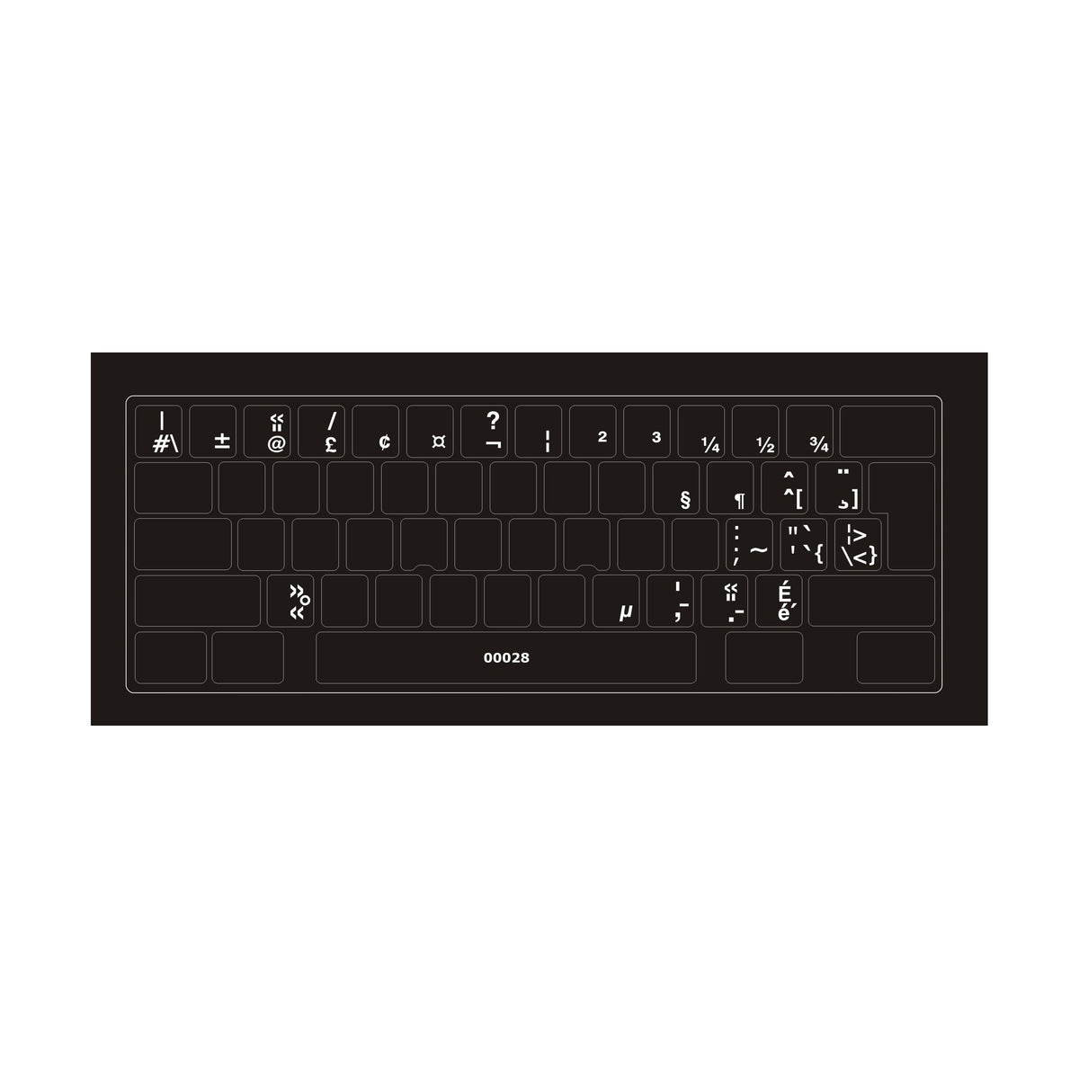 Clavier avec autocollants transparents à lettres blanches français (Canada) installés - 00028