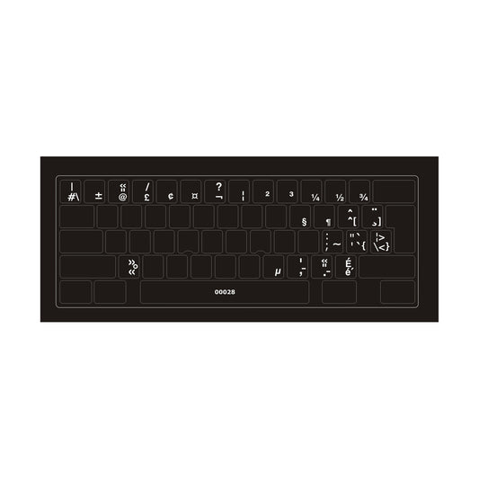 Clavier avec autocollants transparents à lettres blanches français (Canada) installés - 00028