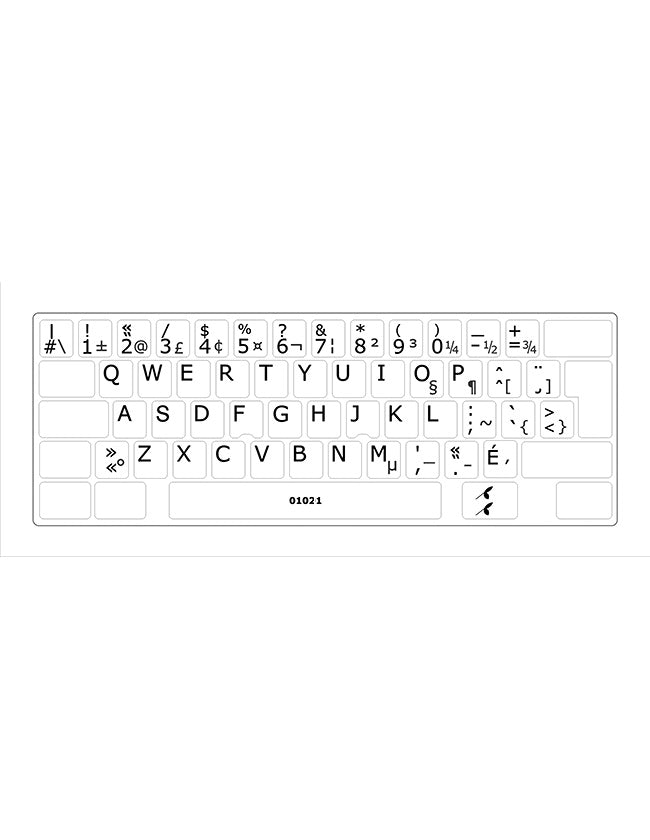 Clavier avec autocollants opaques noir sur blanc français (Canada) installés - 01021