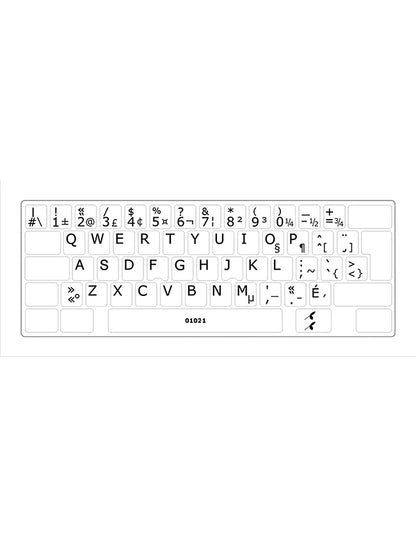Clavier avec autocollants opaques noir sur blanc français (Canada) installés - 01021