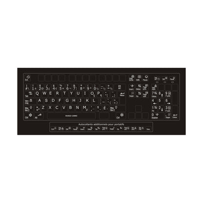 Clavier complet avec autocollants opaques blanc sur noir français (Canada) installés - 01022-12002
