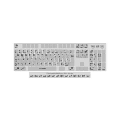 Clavier complet avec autocollants opaques noir sur gris argenté français (Canada) installés - 01023-12003