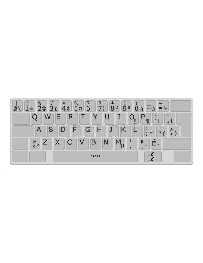 Clavier avec autocollants opaques noir sur gris argenté français (Canada) installés - 01023