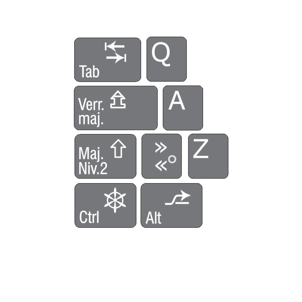Aperçu des autocollants opaques blanc sur gris anthracite pour clavier complet français (Canada) - 01024-12004