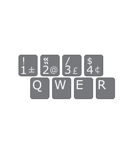 Aperçu des autocollants opaques blanc sur gris anthracite pour clavier français (Canada) - 01024