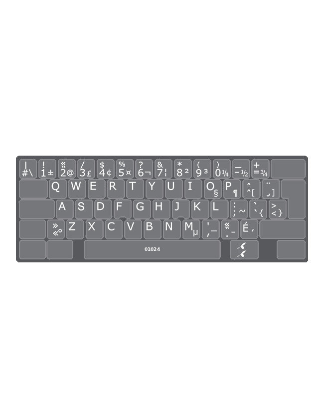 Clavier avec autocollants opaques blanc sur gris anthracite français (Canada) installés - 01024