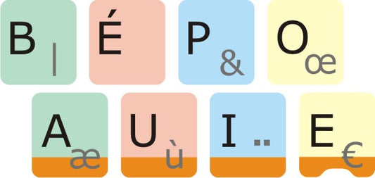 Autocollants pour méthode de frappe français BÉPO  - 01504