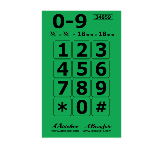 Adapted number stickers - Black on green (big) - 34859