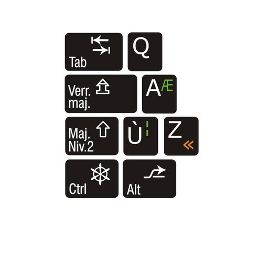 Stickers Autocollants Clavier Multilingue (Quatre Langues)