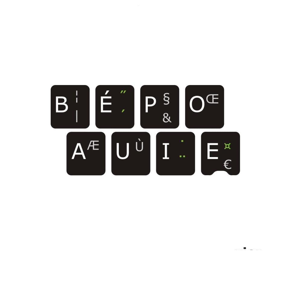 Stickers for the main part of the full BÉPO keyboard - 01171 | AbleSee