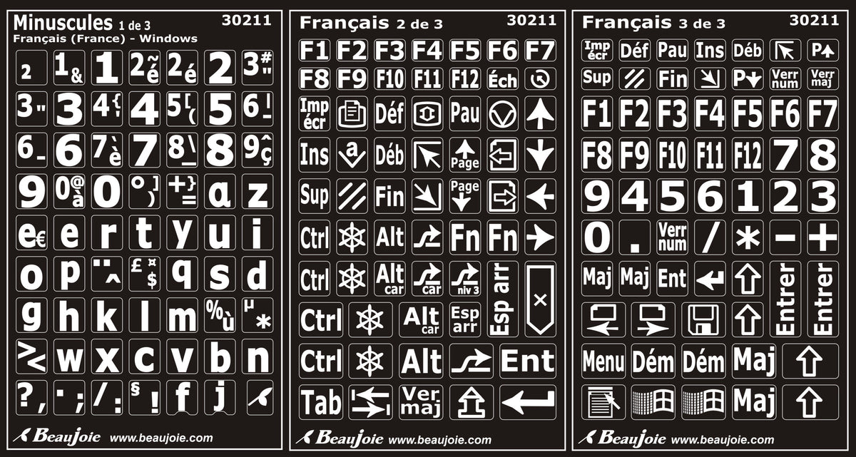 French Window Sticker Keyboard stickers for French (France) Windows keyboard (Lowercase ...