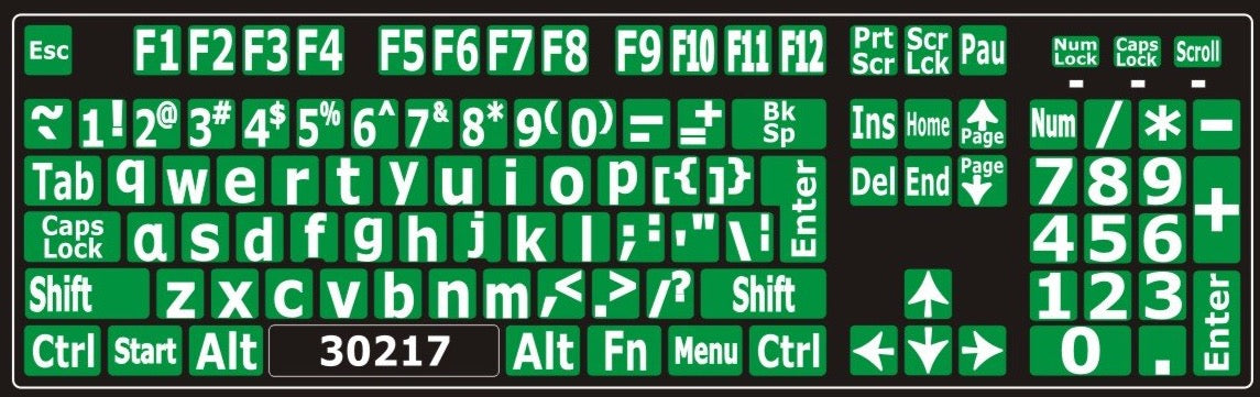 English US Keyboard Stickers For Windows White On Green 30217 english-us-keyboard-stickers-for-windows-white-on-green-30217