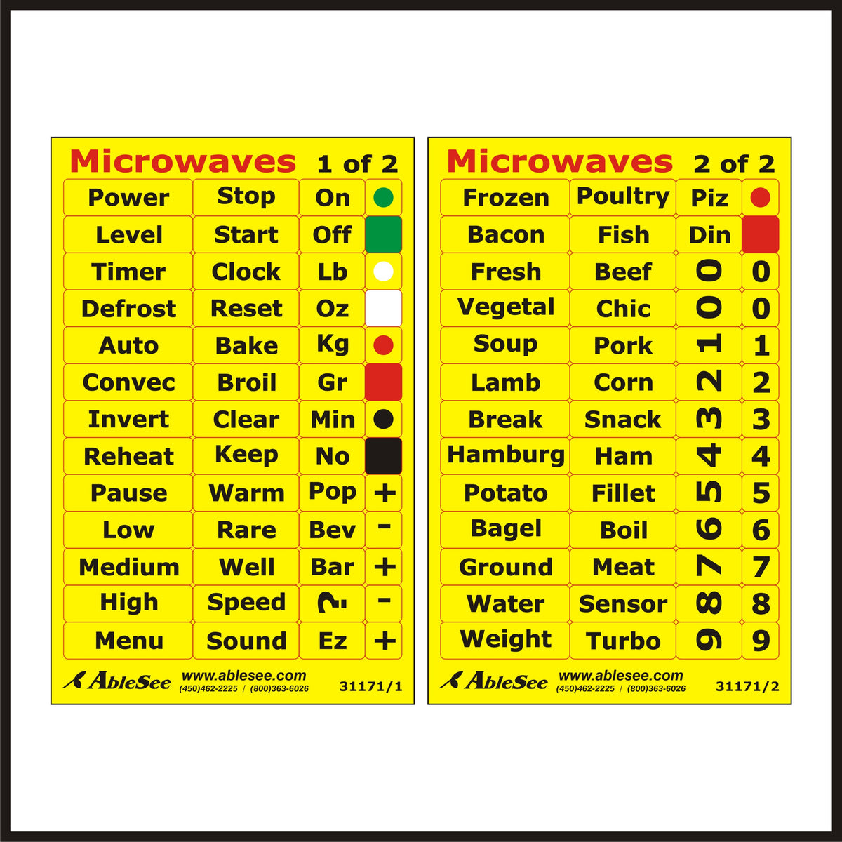 Microwave Note Poster Stickers for microwave (English) - 31171 | AbleSee
